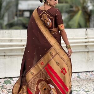 Coffee Colour Mahalakshmi Paithani Silk Saree