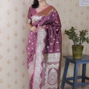 Dusty Pink Banarasi Soft Silk Saree