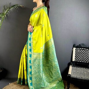 Lime Green Soft Silk Kanjivaram Saree